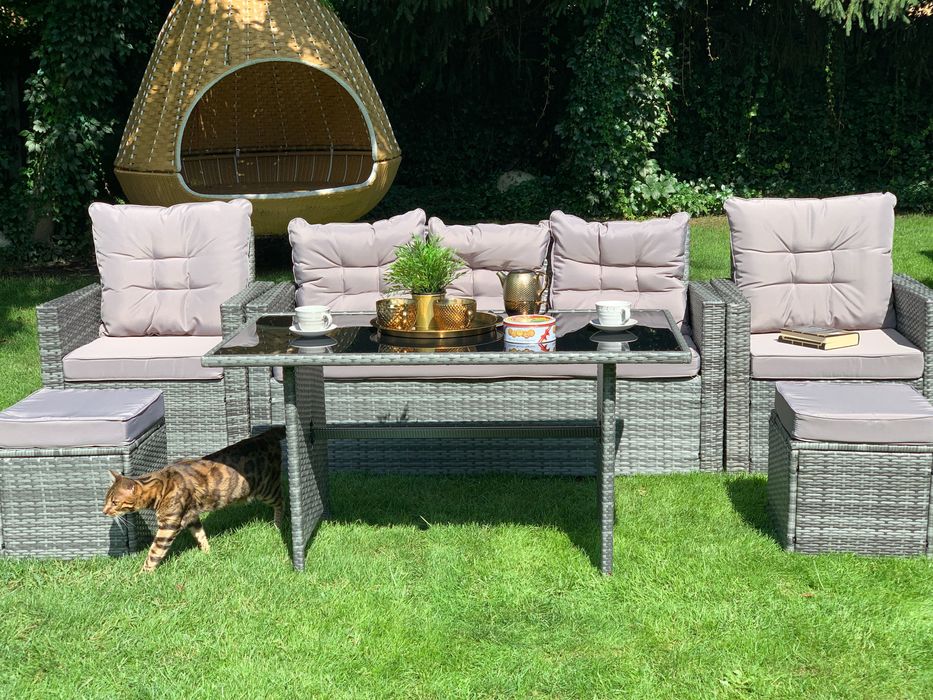 zestaw technorattan Panama stół fotel sofa pufa meble z technorattanu