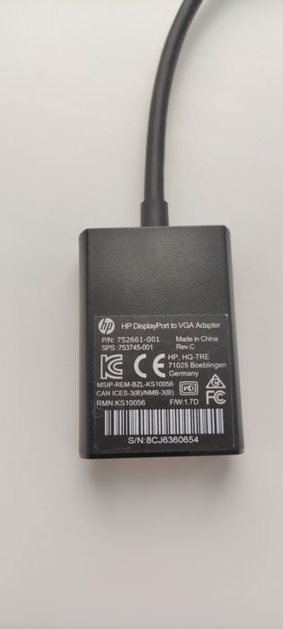 Переходник HP DisplayPort to VGA Adapter