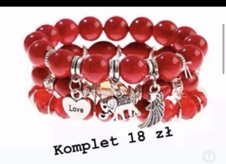 Komplet bransoletek czerwone regulowane