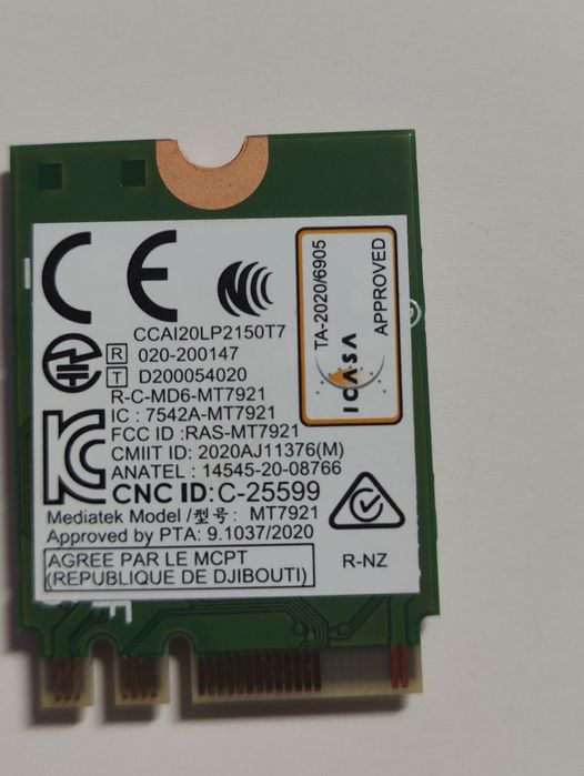Karta MT7921 WiFi Ngff M.2  2,4 Ghz 5 Ghz