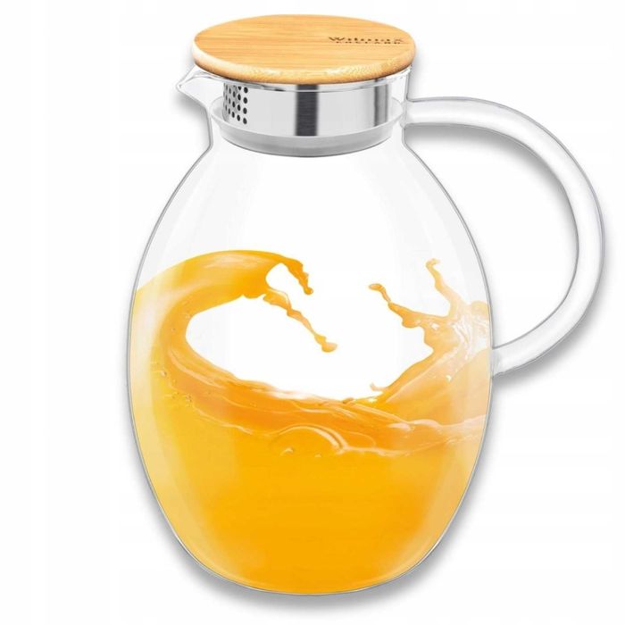 Dzbanek szklany Wilmax 2.4L bambusowa pokrywka na wodę herbatę soki