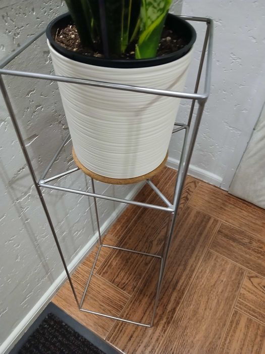 Kwietnik stojący metalowy loft filo, srebrny, 80 cm wysoki