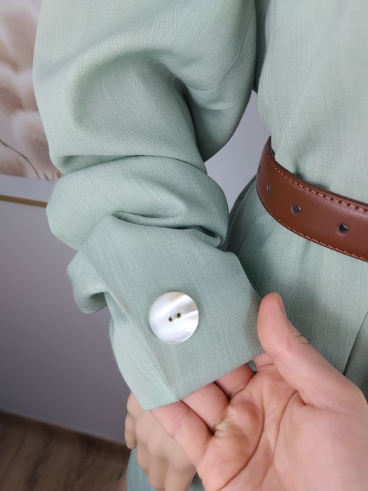 Wełniana marynarka pastelowa żakiet narzutka płaszczyk elegancki L 40