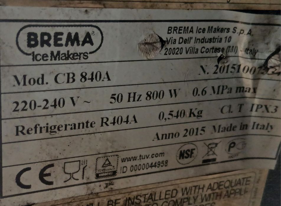 Produtor cubos de gelo Brema 80kg