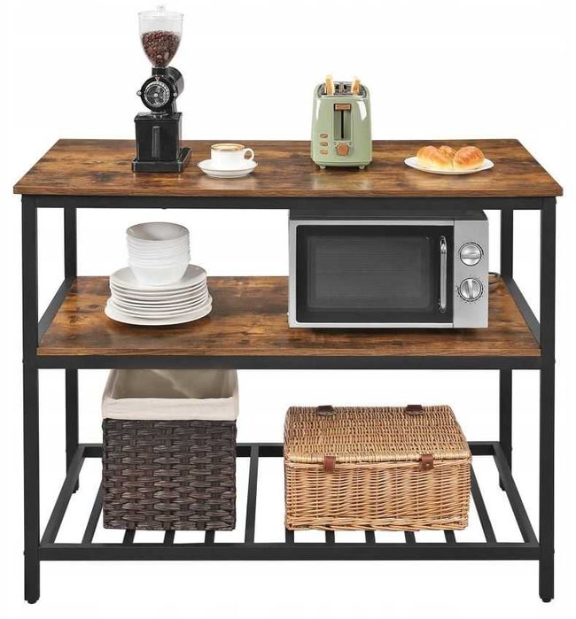 wyspa kuchenna z dużym blatem,  metalowa rama, 120 x 60 x 90 cm,