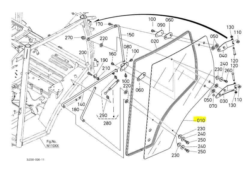 Oryginalna  Szyba Drzwi Lewych  Kubota Seria M GX