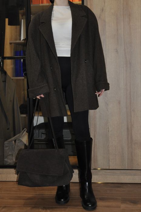 Пальто Premium шоколад оверсайз 100%  натуральна шерсть під BAZHANE