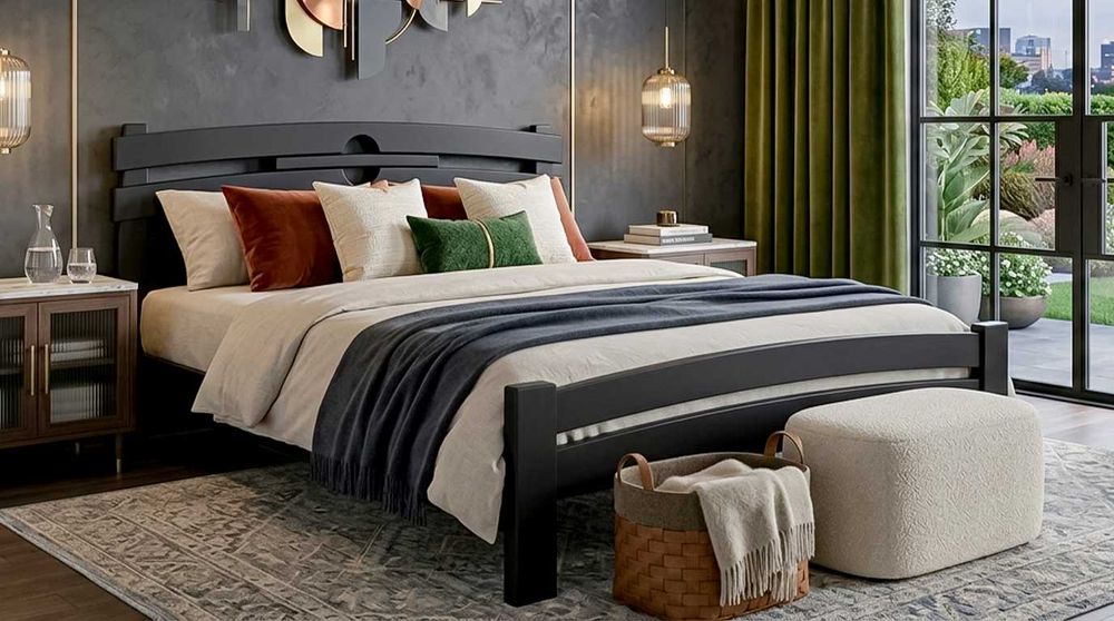 Двоспальне дерев’яне ліжко з вільхи «Ахіллес» 160×200 см Ручна робота