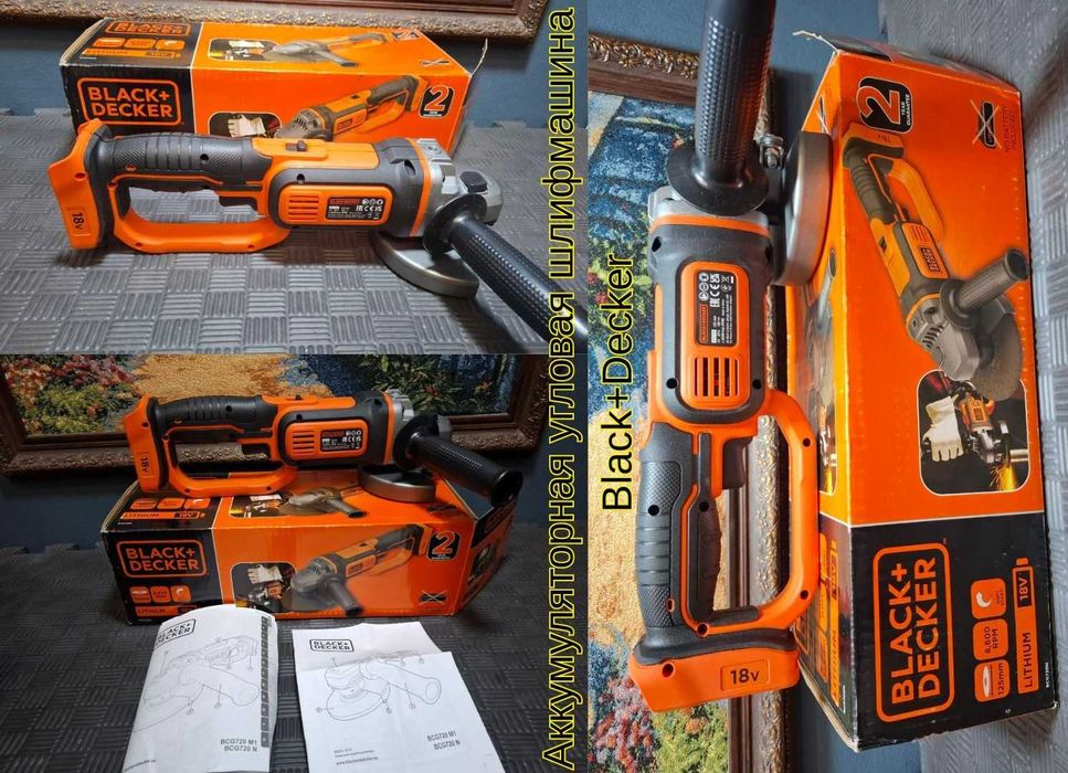 Шлифмашина угловая аккумуляторная Black+Decker BCG720N, болгарка, УШМ