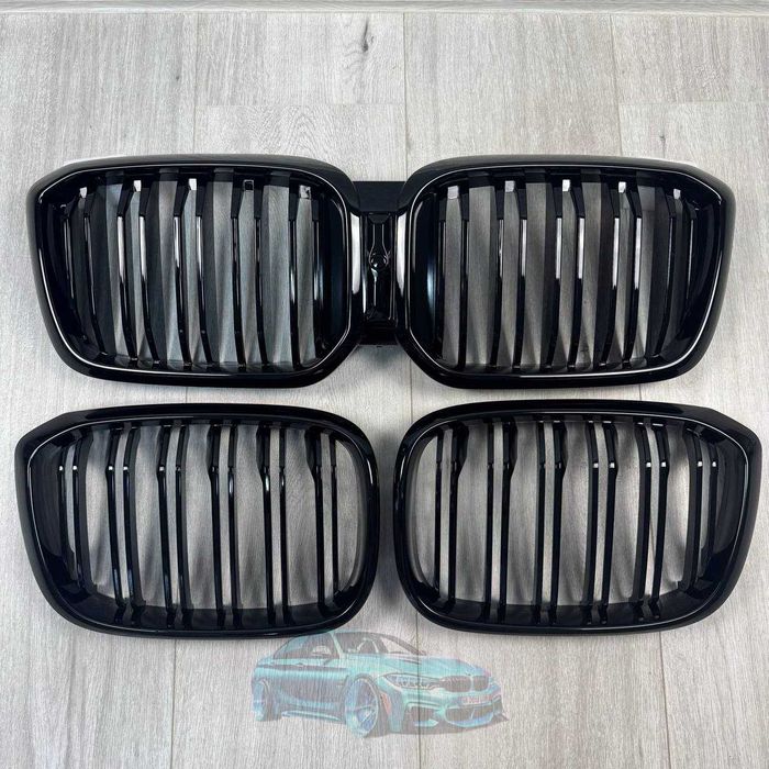 Решетка радиатора двойная BMW G01 G02 цвет черный глянец (комплект)
