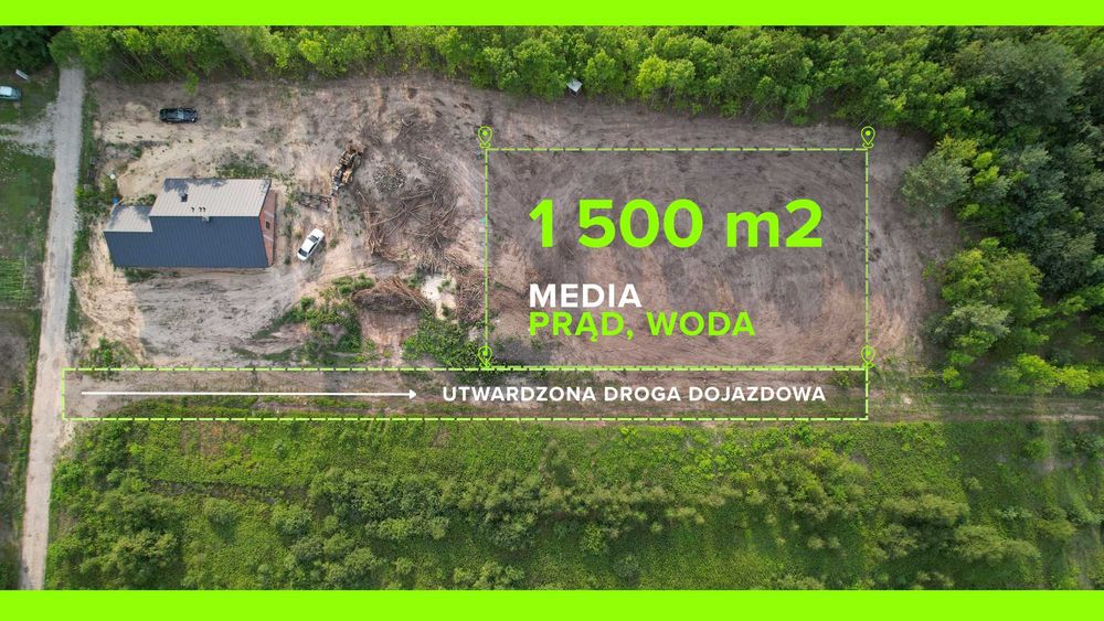 Piękna Działka budowlana Bednary 1 500 m2 – gm. Puszcza Mariańska, 4 km do Żyrardowa ! Okazja ! Spokojna, zielona okolica !