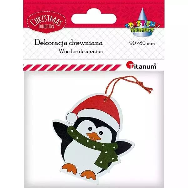 Zawieszka drewniana pingwin 71x73mm. Titanum