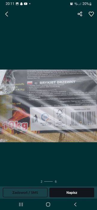 Brykiet drzewny ruf pakowany po 10kg