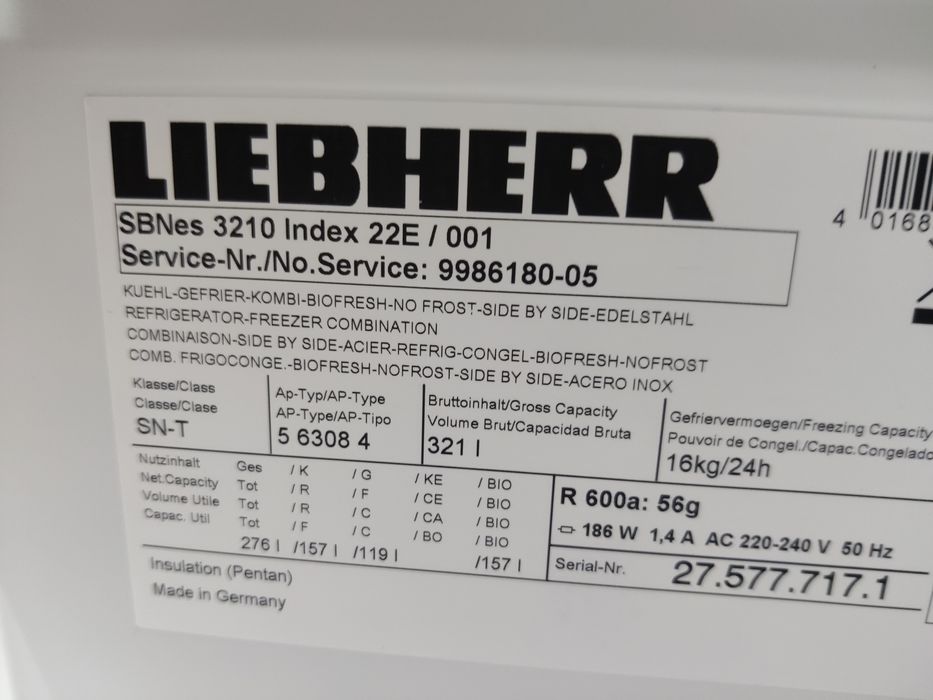 Эксклюзив! Холодильно-морозильная камера Liebherr™ SBNes 3210