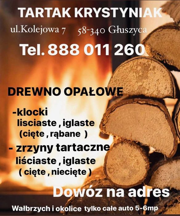Drewno kominkowe opałowe klocki liściaste ciete dąb jesion