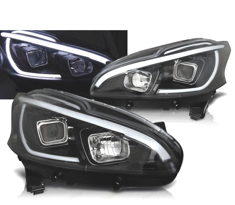 CONJUNTO DE FARÓIS PARA PEUGEOT 208 12-15 TUBE LIGHT PRETOS