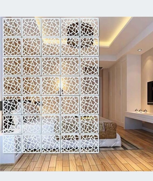 Wisząca ścianka działowa, ekran wiszący,białe panele wiszące 29x29cm