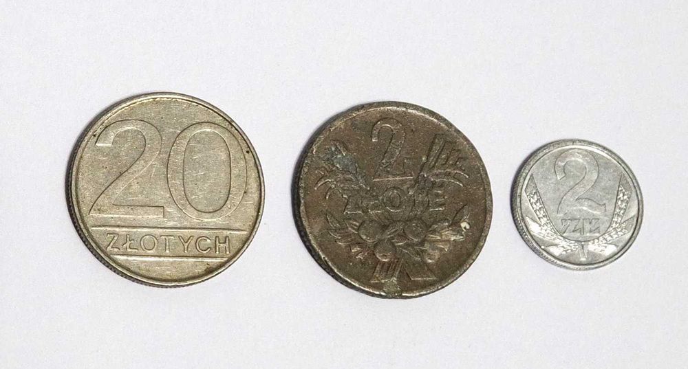 Zestaw polskich monet 20 złotych 2 złote