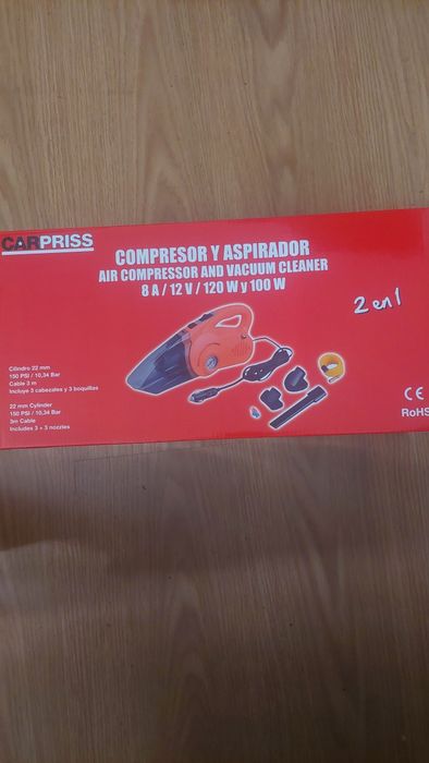 Compressor e Aspirador 2 em 1 da CarPriss Automóvel