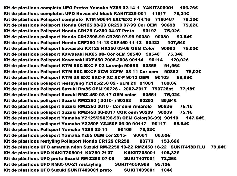 Kit plasticos Honda Ktm Suzuki Yamaha Kawasaki Beta envio gratis