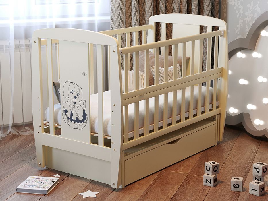 Ліжечко дитяче Песик Колір Слонова Кістка