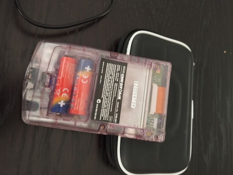 Conjunto Gameboy Color Atomic Purple 7 jogos Pokémon cabo link carregador USB e bolsa de proteção
