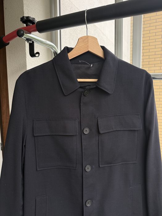 Massimo Dutti 100% Wool Overshirt Jacket Navy Blue Italian Fabric Mens S