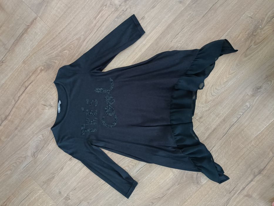 Bluzka dziewczęca elegancka czarna cekiny r.146/152