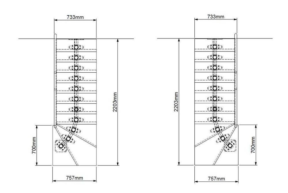 Schody modułowe, zabiegowe Boston Antracyt 70, Dębowe