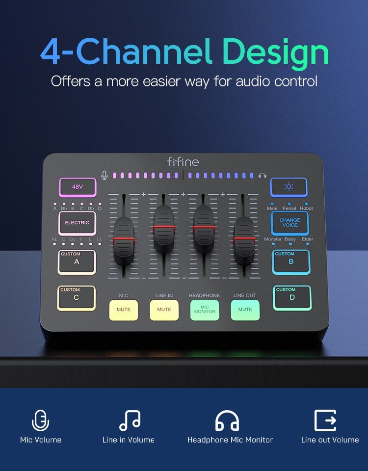 Fifine Ampligame SC3 Аудиомикшер XLR / Звуковая Карта: 1 700 грн ...