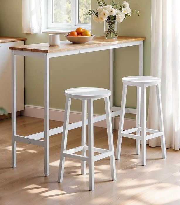 Conjunto de 2 banquetas de bar / bancos altos branco (pequeno defeito)