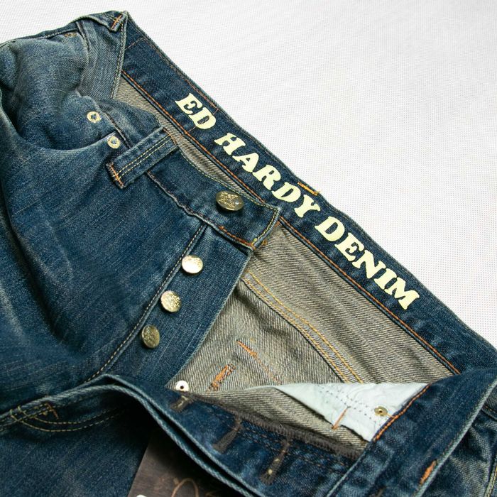 NOWE Ed Hardy Lot 2010 spodnie jeansowe distressed 32/34us szerokie