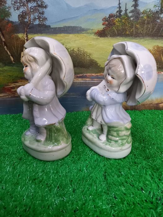 Figurki porcelanowe chłopiec i dziewczynka