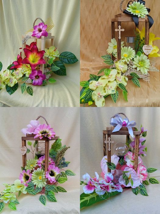 Stroiki, kompozycje florystyczne funeralne, na cmentarz
