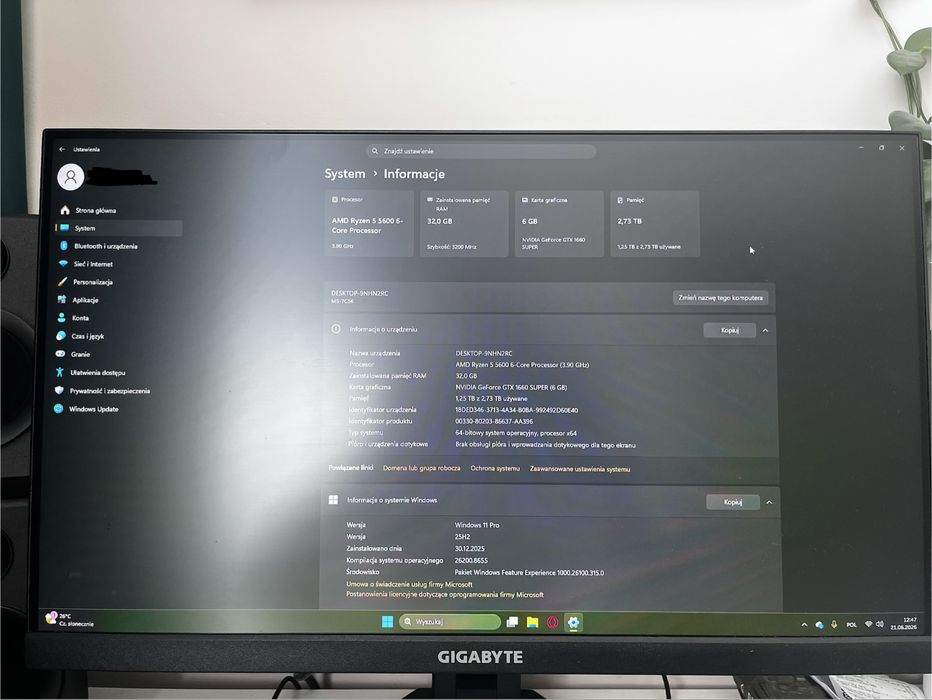 Ryzen 5 5600 / 32 GB RAM / GTX 1660 Super / SSD NVMe 1 TB + monitor 180 Hz