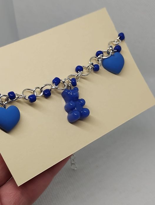 Bransoletka serce miś granat misiek haribo