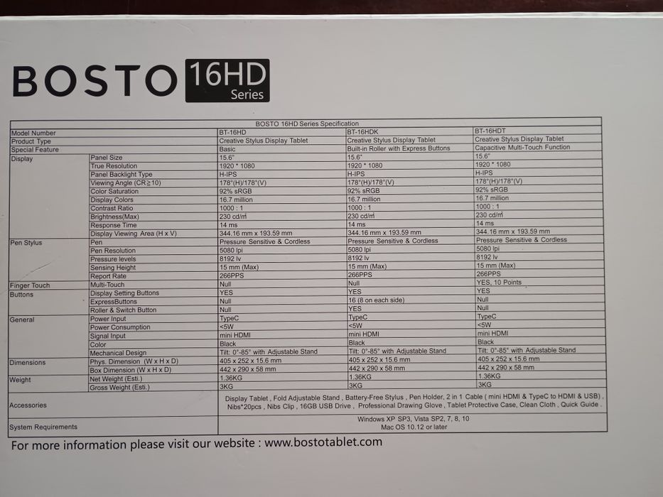 Tablet graficzny BOSTO 16 HD HD-16HD