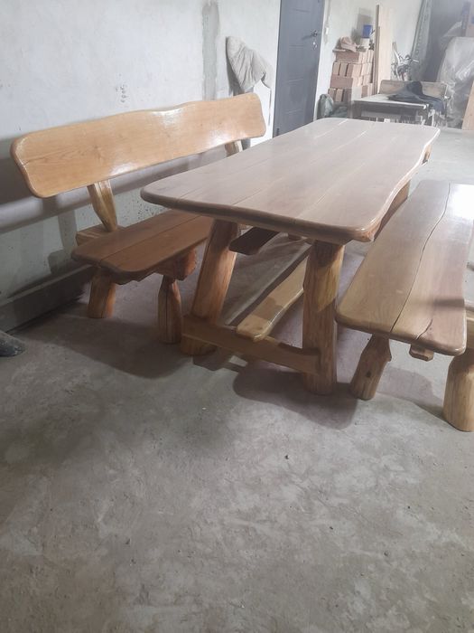 Дубовий стільз лавками(ручна робота)