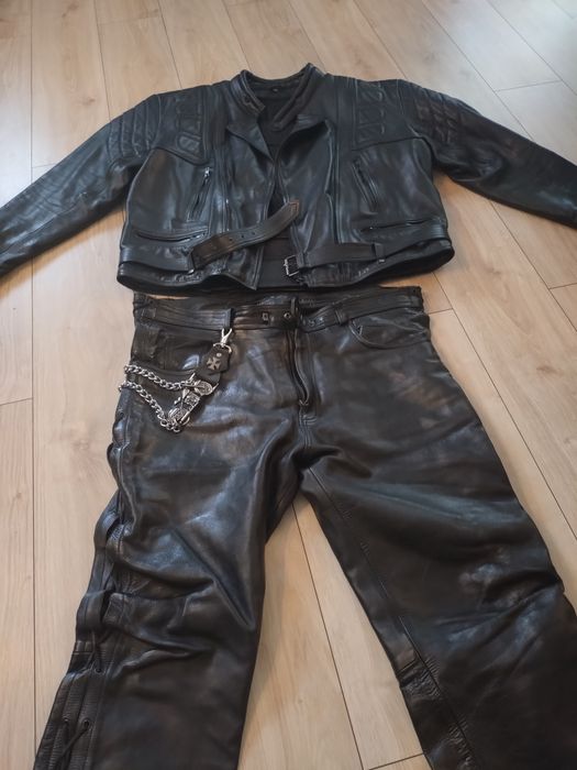 Kombinezon motocyklowy skórzany buty, rękawice, kamizelka ,czapka