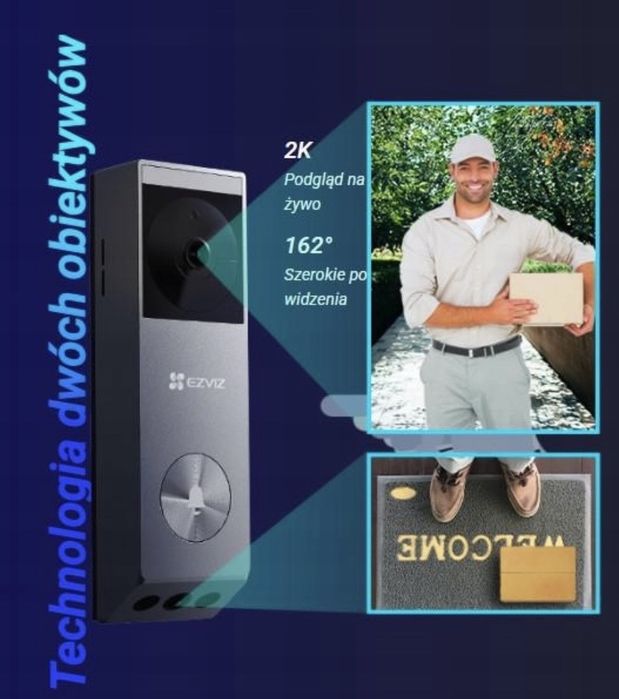 Ezviz EP3x Pro Wideodomofon 2K Podwójna Kamera Zasilanie Solarne