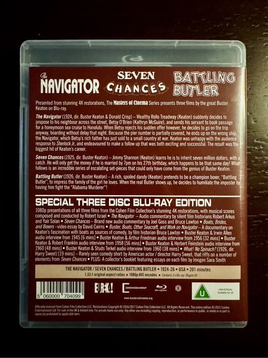 Buster Keaton: The Navigator / Seven Chances / Battling Butler (Masters of Cinema, 3 Blu-ray)