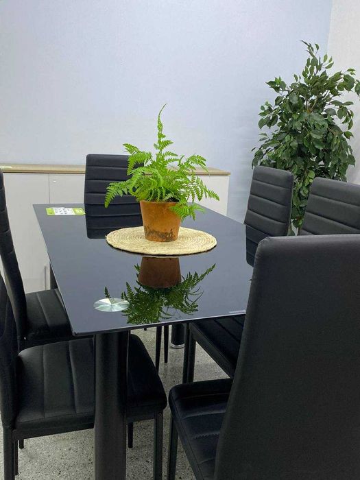 Mesa de jantar em vidro com 6 cadeiras - envió  gratis