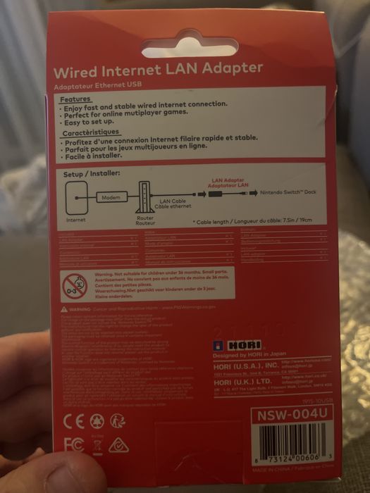 Przewodowy adapter LAN Hori -0 nintendo switch