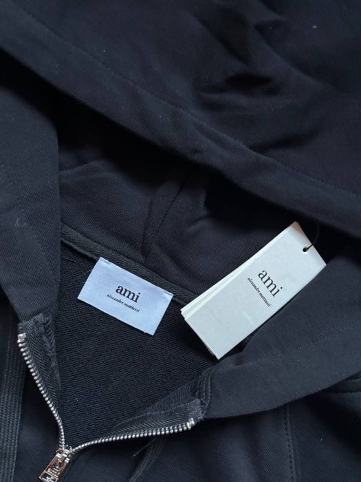Зип-худи Ами черная мужскя на молни Кофта Ami черная Худи Ами Худи Ami