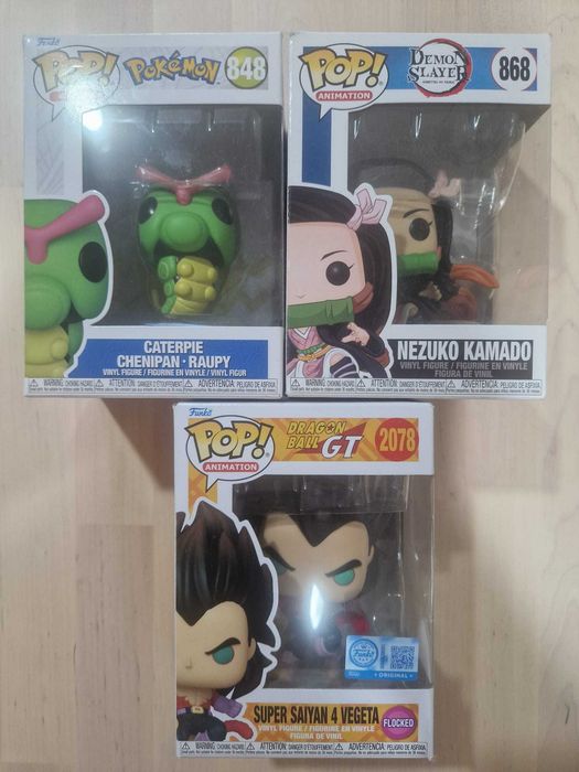 FUNKO POP SUPER SAIYAN 4 VEGETA, Caterpie, Nezuko Kamado