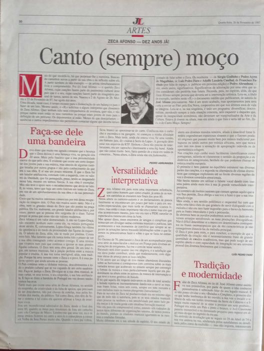 José Afonso	- - -		Jornal de Letras	- - - - -	Jornal