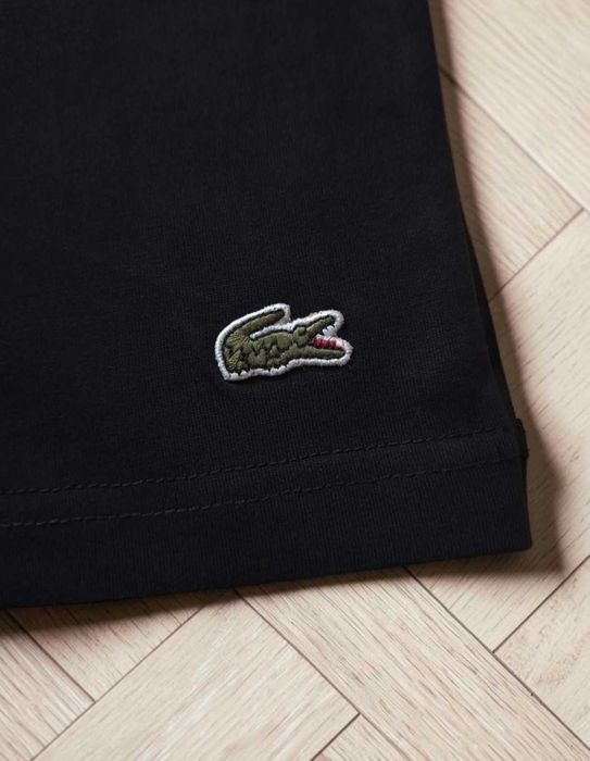 Lacoste S M L XL XXL Czarny Męski T-shirt Duże Logo
