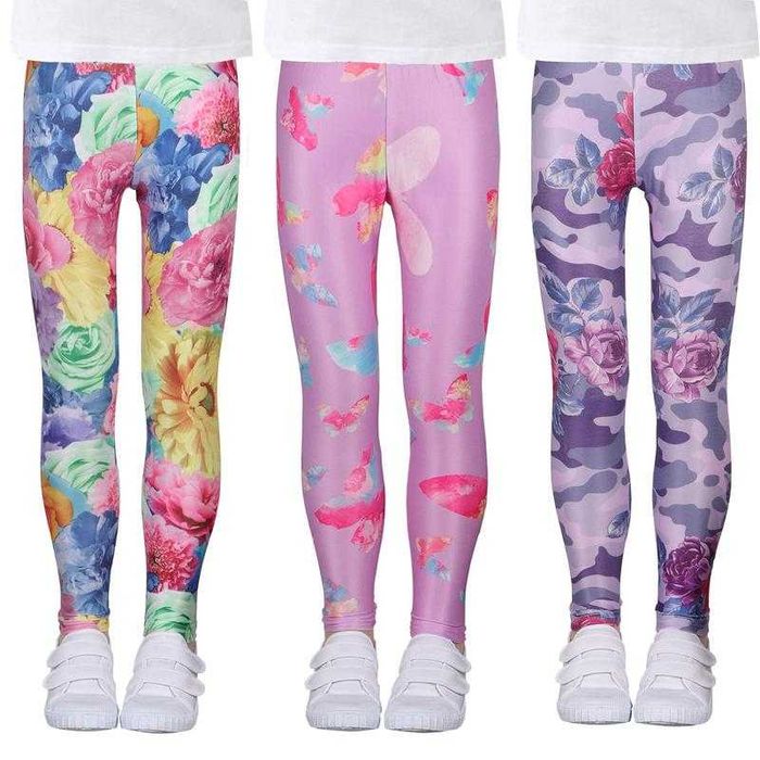 Яркие лосины, легинсы в цветочный принт на девочку