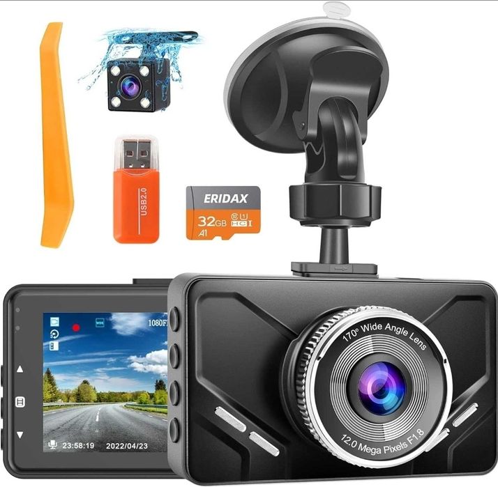 Wideo rejestrator kamera auta przód tył/wnętrze 3" 32GB FHD na