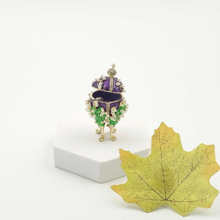 Jajko faberge pojemniki szkatułka małe fioletowe styl wiktoriański